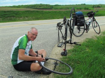 Rich repairing his tire
