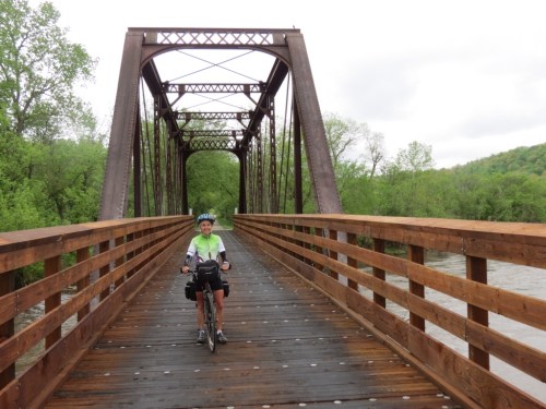 Molly crossing the Root River