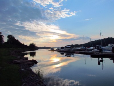 Montague harbor as we cycled away in the early morning light