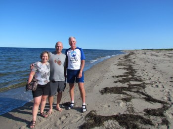 Marthe, Charles and Rich walking Kellys Beach at the National Park