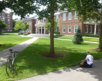 Rich repairing his flat tire