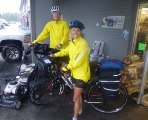 Rich and Molly wait under shelter