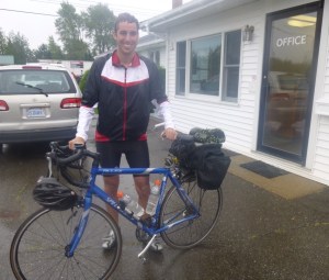 Carl arriving at the motel