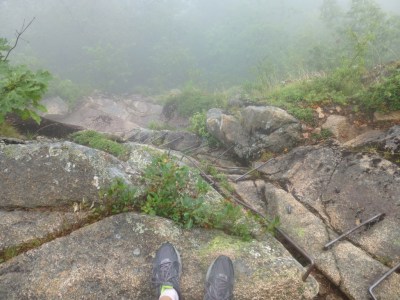 Carl's feet, looking down Precipice...
