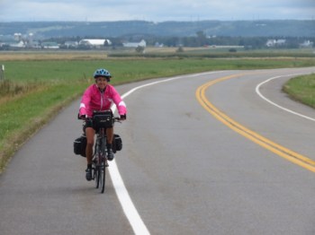 Cycling through flat farmland