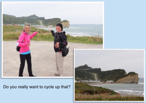 Molly and Nathalie point out the road out of town