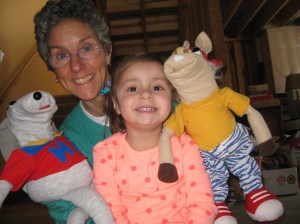 Molly and Mya with the puppets