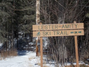 Lester Amity Ski Trail sign