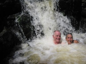 Rich and Molly at the base of the waterfall
