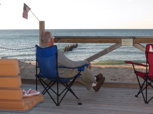 Rich in our dinner spot at Crisp Point