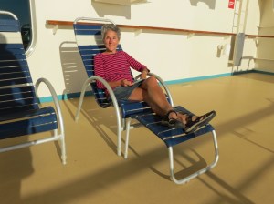 Molly lounging on deck