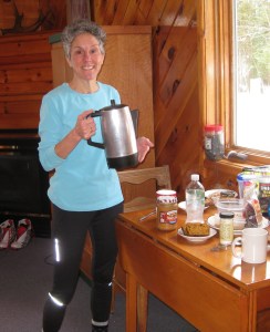 Molly serving coffee from the percolator
