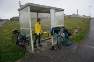 Preparing to cycle in rain