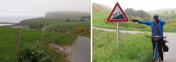 Steep hills going to Fraserburgh