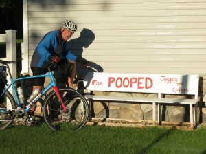 Bench for pooped cyclists
