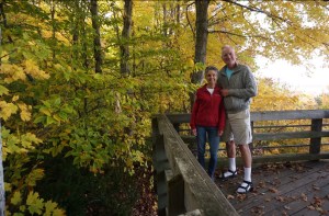 Molly and Rich fall leaves