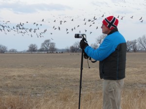 Rich photographing sandhill cranes