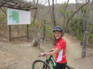 Molly starting the mountain bike trail