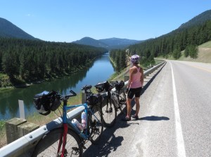 Molly cycling Clark Fork River 2