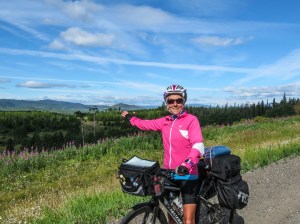 Molly and mountain view