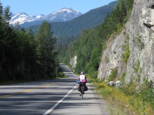 Molly cycling with mountains