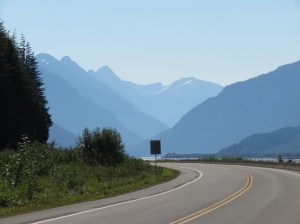 Shadowy mountains on Skeena River