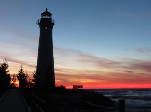Lighthouse pink sunset