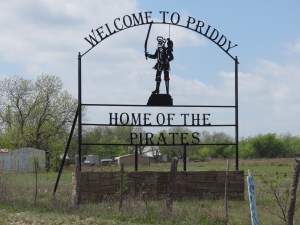 Priddy TX sign