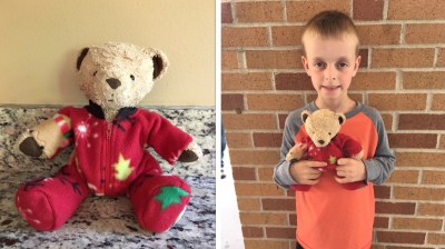 Ben with Bear in jammies