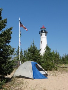 Our tent under Crisp Point Lighthouse