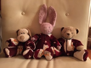 Puppy Bunny Bear in Grammy Jammies