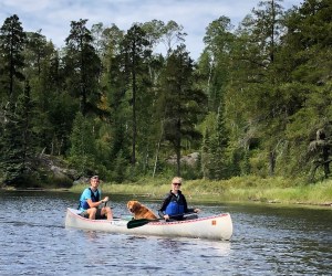 Erik Katie paddling Sawbill Lake