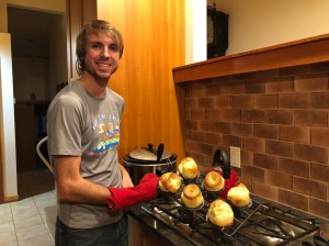 Erik cooking dinner for us