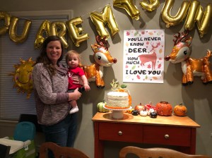 Chelsea and Crosby with birthday decorations
