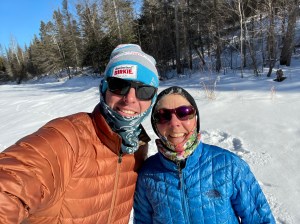 Erik and Molly snowshoeing Sucker River