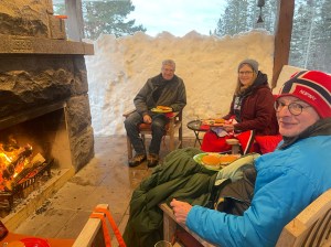 Jon Beth Rich supper in Luikart's snow room