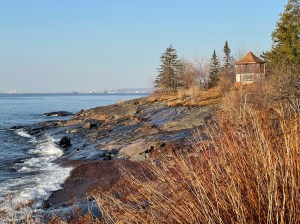 Gazebo with shoreline